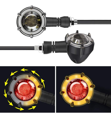 2 Luces Indicadoras Led Para Motocicleta, Color Rojo, Secuen