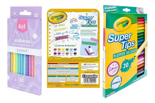 12 Colores Pastel+12 Marcadores Pastel+20 Marcadores Crayola