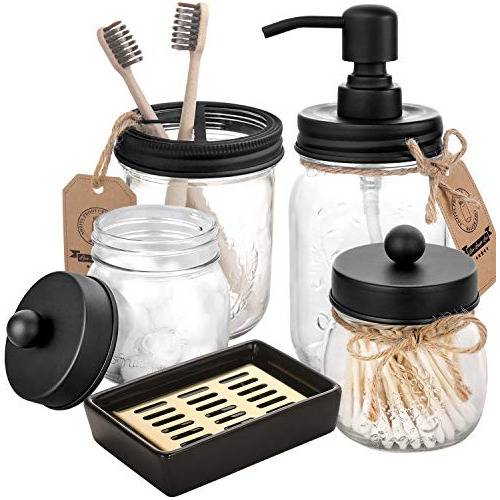 5 Pcs Mason Jar Bathroom Accessories Set - Mason Jar So...