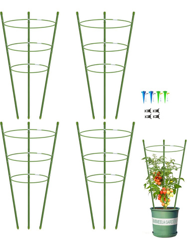 Paquete De 4 Jaulas Para Tomates Con Soporte Para Plantas...