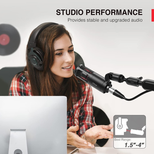 Microfone Dinamico Fifine K669d Xlr Streaming Podcast Vocal Preto