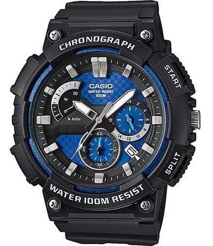 Reloj Casio Crono Mcw-200h-2av Hombre E-watch Color de la correa Negro Color del bisel Negro Color del fondo Azul
