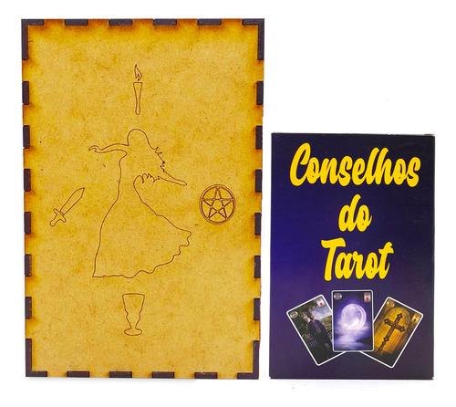 Kit Conselhos Do Tarô Lenormand E Porta Tarô Caixa Madeira