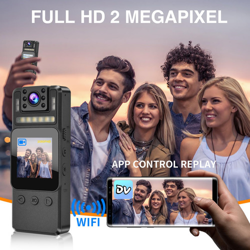 Cámara Corporal Portátil 1080p Wifi Visión Nocturna Ir 64gb Negro