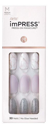 Kiss Uñas Postizas Impress Press-on Diy Manicure Climb Up Color Lavanda Decoradas