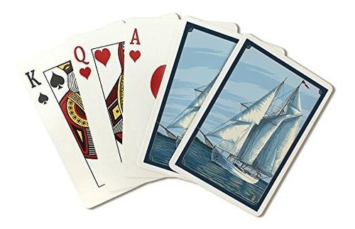 Juego De Cartas - Schooner Sailboat Scene (playing Card Deck