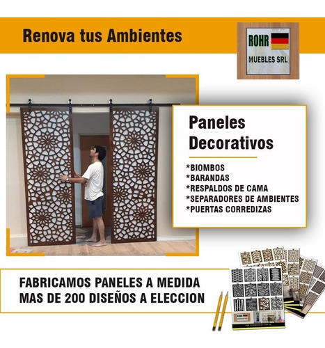 Imagen 4 de 9 de Separador De Ambiente Biombo Panel Decorativo 180x80 -m90
