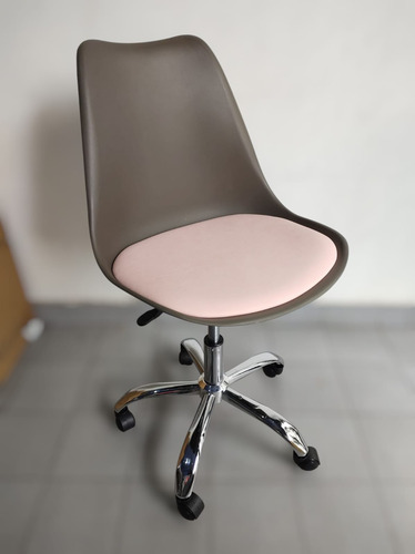 Outlet - Silla De Oficina Tulip Combinada Garden Life Gris/rosa Cuero Sintético