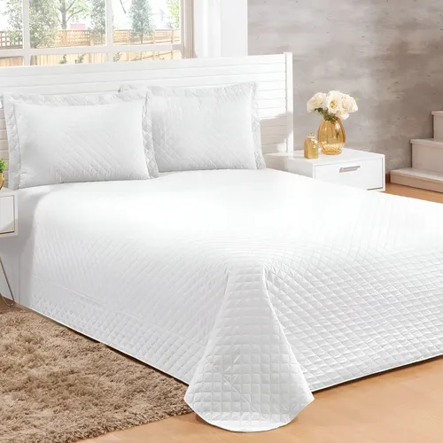 Kit Cobre Leito Veneza Queen 3 Peças Colcha Lisa Cama Box