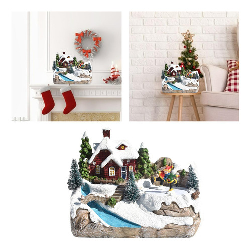 Small Christmas Scene House Decoration Resin Winter Estilo A