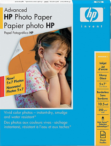Papel Fotográfico Hp Advanced Glossy De 5 X 7 Pulgadas, 60 H