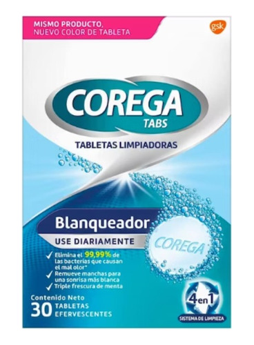 Corega Tabs Efervescente Limpiador De Prótesis Blanqueador