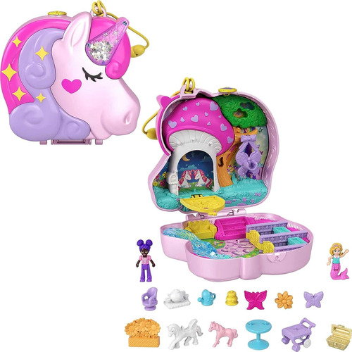 Polly Pocket Juego Compacto, Fiesta De Té De Unicornio Con 2