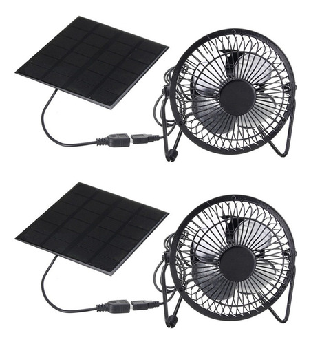 2 Ventiladores Portátiles Alimentados Por Panel Solar, 5 W,