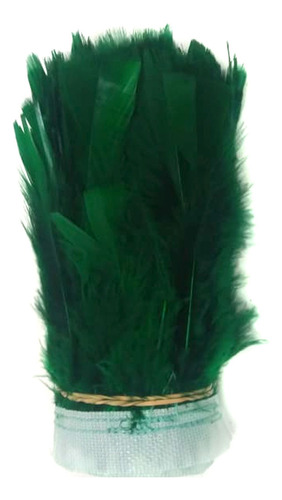 Franja De Penas Coloridas Para Confecção E Artesanato Cor verde bandeira
