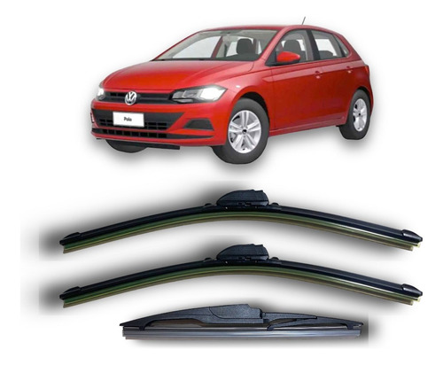 Kit 3 Escobillas Volkswagen Polo 2018 2019 2020 2021 2022 +