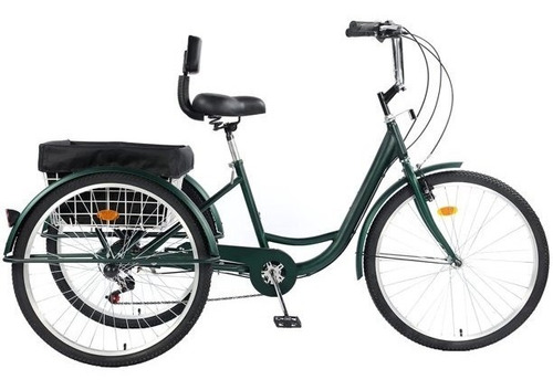 Bicicleta Tuoke Tricycle 26  7 Speed Three Wheel Bikes Green