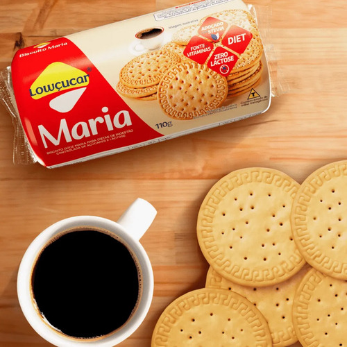 Biscoito Maria Lowçucar Zero Lactose Diet 110g Kit Com 12