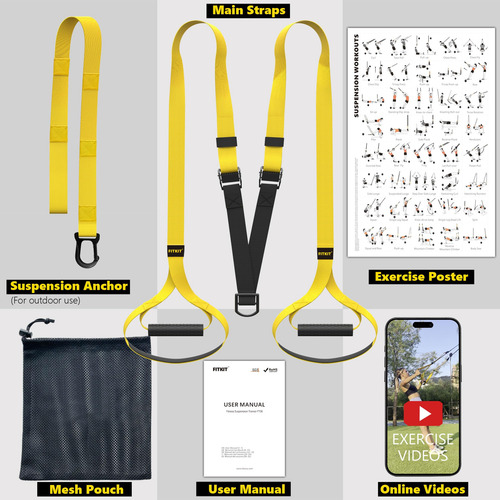 Kit De Entrenamiento Fitness Con Correas Resistencia Hogar Amarillo