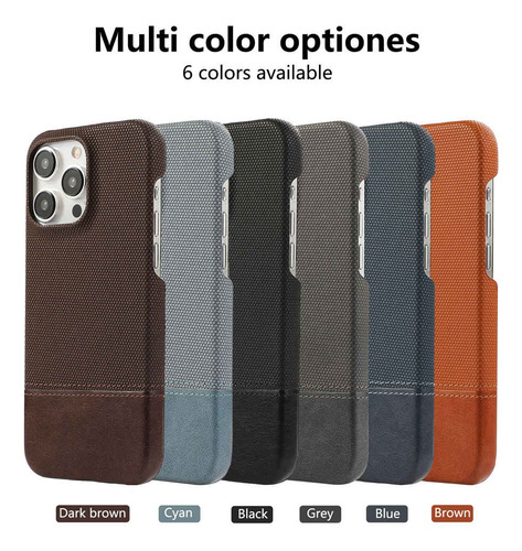 Funda Antihuellas Con Estampado De Tela Empalmada Para iPhone 12, 13, 14, 15, 16 Pro Max 14plus, 15plus, 16plus