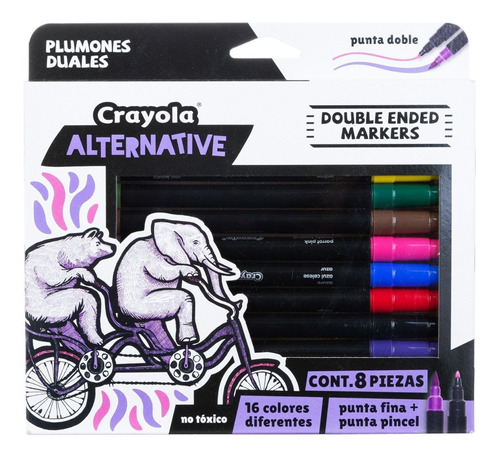 8 Plumones Duales Alternative Punta Pincel Lettering Crayola