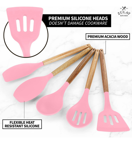 Cooking Utensils Set Zulay Kitchen Non-stick Silicone 5-piec