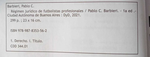 Régimen Jurídico De Futbolistas Profesionales / Barbieri