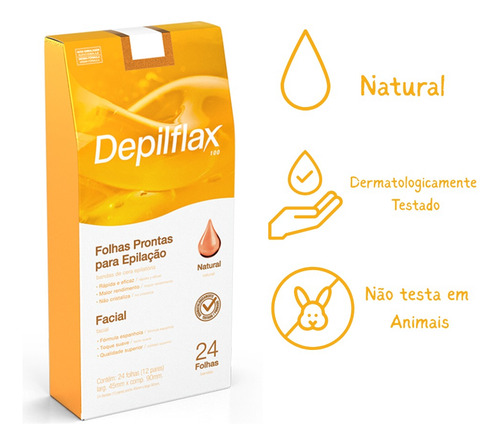 Folhas Prontas Faciais Depilflax Natural C/ 24 Und