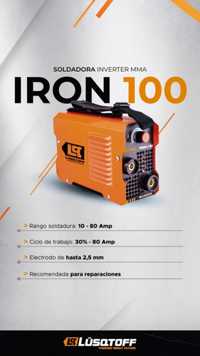 Soldadora inverter Lüsqtoff Iron-100 naranja y negra 50Hz/60Hz 220V