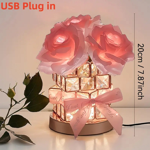 Lámpara De Escritorio Led Regulable Con Rosas Usb