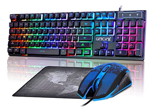 Combo De Teclado Y Mouse Con Cable Led Para Juegos Con Carác