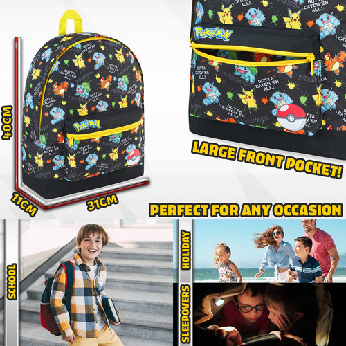 Mochila Escolar Pikachu Eevee Pokeball Para Niños Y Adolesce