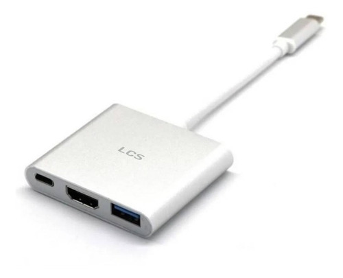 Imagen 3 de 3 de Hub Adaptador Usb-c 3 En 1 Hdmi 4k Usb-a Usb-c Pc Mac Lcs
