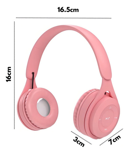 Fone Ouvido Sem Fio Bluetooth Recarregável P2 Sd Fm Rosa