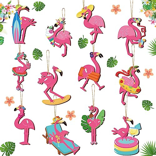 36 Piezas Flamingo Ornaments Tropical Palm Leaves 7dvw5