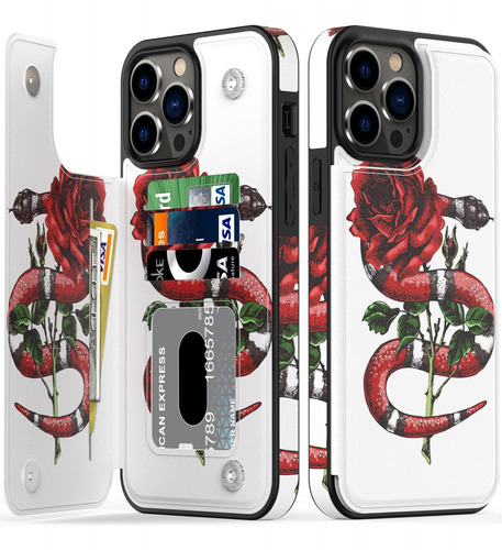 Funda Bemal Para iPhone 13 Pro Max-serpiente Roja Y Rosa