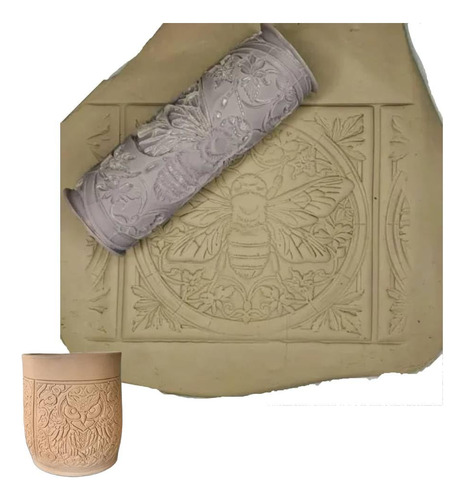 Rodillo De Textura De Arcilla Búho 4 Pulgadas Para Cerámica