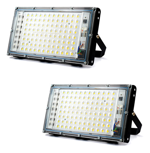 Pack De 2 Reflectores Led 100 Watts Resistencia A La Humedad Luz Fría 3600lm Ahorro De Energía Protección Ip65 Ideal Para Exteriores