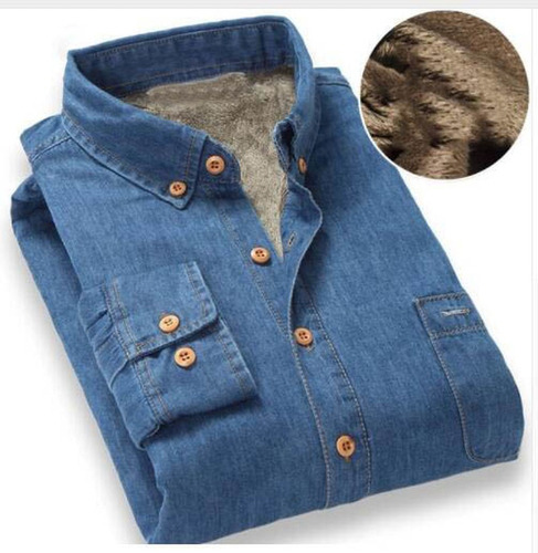 Camisa Vaquera De Vestir Para Hombre, Con Forro Polar, De Te