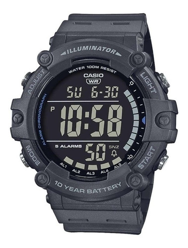 Reloj pulsera Casio AE-1500WH con correa de resina color gris - fondo negro