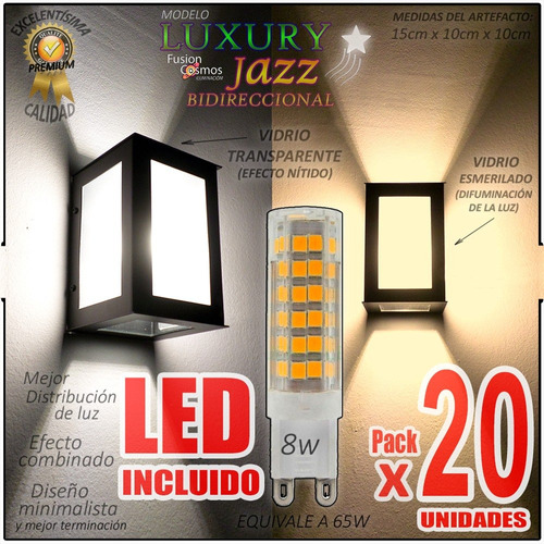 Faroles Exterior Pared Led Tortuga Lampara Bidireccional X20