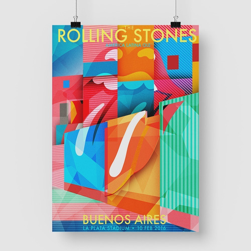 Vinilo Decorativo 50x70cm Poster Rolling Stones Ole Tour 09
