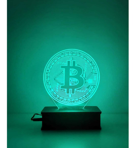 Luminária 3d Led 16 Cores Criptomoedas Bitcoin Milionário Estrutura Preto 127v