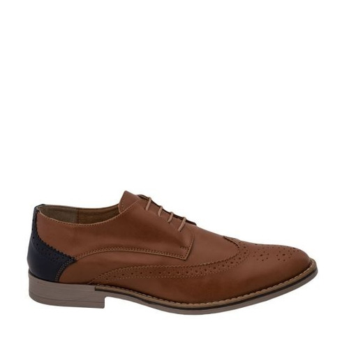 Zapatos 81527 Oxford Bostoneanos Camel Azul De Agujetas