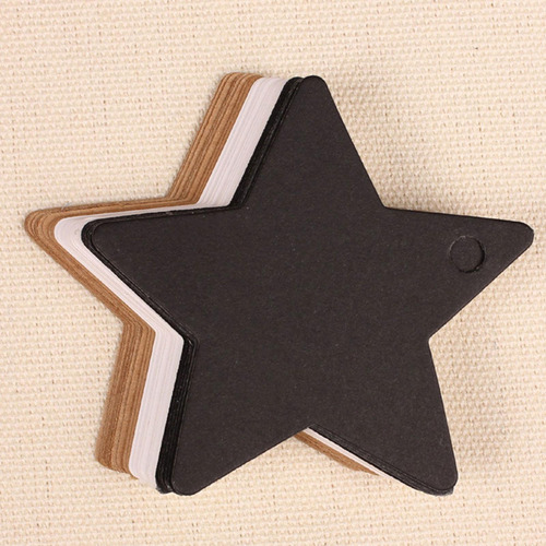 5 X 100x Etiquetas De Regalo En Forma De Estrella Negro