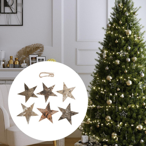 6 Adornos Colgantes Navideños De Madera, Adornos