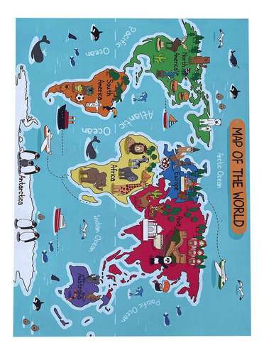 Imagen 2 de 10 de Alfombra Mapamundi 100x140 Cm Kreatex