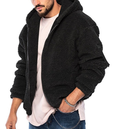 Chamarra Con Capucha Hombre Polar Afelpada Cremallera
