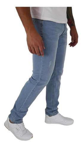 Imagen 1 de 6 de Pantalón Jeans Elasticado Slim Celeste