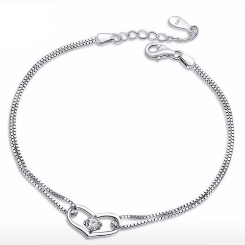 Pulsera Brazalete Plata .925 Corazón Novia Aniversario Amor